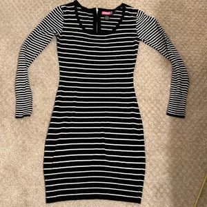 Black and white sweater dress.